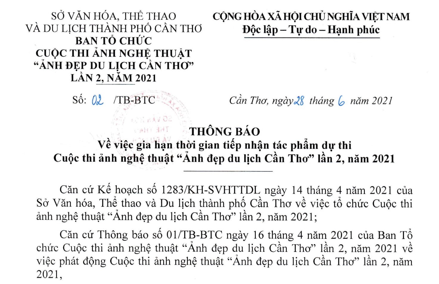 Ban tổ chức cuộc thi ảnh nghệ thuật "Ảnh đẹp du lịch Cần Thơ " lần 2, năm 2021