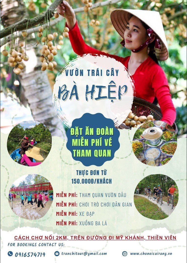 Vườn trái cây Bà Hiệp - Đặt ăn đoàn miễn phí vé tham quan